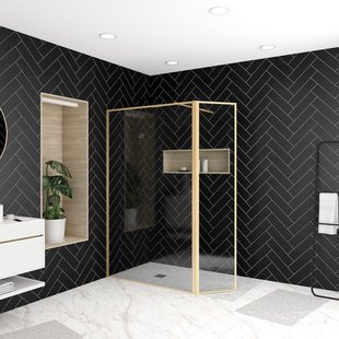 Aurlane - Inloopdouche + Korte Zijwand Edge 120+40 X 200cm - Goud Profiel - 6 Mm Helder Glas