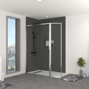 Aurlane - Inloopdouche + Korte Zijwand Edge 120+40 X 200cm - Chroom Profiel - 6 Mm Helder Glas