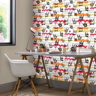 Vliesbehang Friends & Coffee 16622 - Zwart - Wit - Zandgrijs - Rood - Oranje - Goud - 10,05m X 53cm