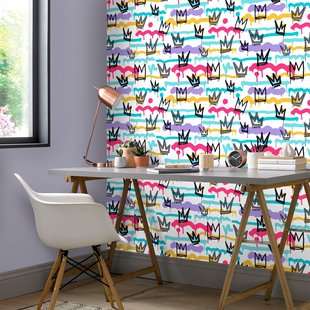 Vliesbehang Friends & Coffee 16623 - Zwart - Wit - Roze - Turquoise - Paars - Goud - 10,05m X 53cm