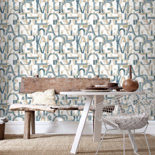 Vliesbehang Friends & Coffee 16632 - Metallic Staalblauw - Wit - Beige - 10,05 M X 53 Cm