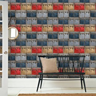 Vliesbehang Friends & Coffee 16641 - Donkerrood - Blauw - Grijs - Taupe-grijs - Zilvergrijs - Beige - 10,05m X 53cm