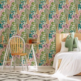 Vliesbehang Good Vibes Gv24275 - Groen - Zeeblauw - Roze - Paars - Metallic Koper - 10,05m X 53cm