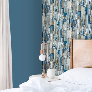 Vliesbehang Friends & Coffee 16603 - Lichtblauw - Turquoise - Blauw - Goud - Zilver - 10,05m X 53cm