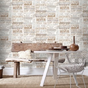 Vliesbehang Friends & Coffee 16605 - Offwit - Lichtgoud - Zilver - Oudgoud - 10,05m X 53cm