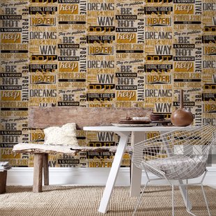 Vliesbehang Friends & Coffee 16606 - Goud - Zwart - 10,05m X 53cm