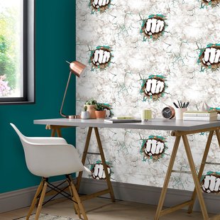 Vliesbehang Friends & Coffee 16615 - Lichtgrijs - Zilver - Metallic Turquoise - Bruin - Zwart - Wit - 10,05m X 53cm