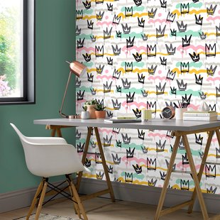 Vliesbehang Friends & Coffee 16621 - Zwart - Wit - Mintgroen - Roze - Zandgrijs - 10,05m X 53cm