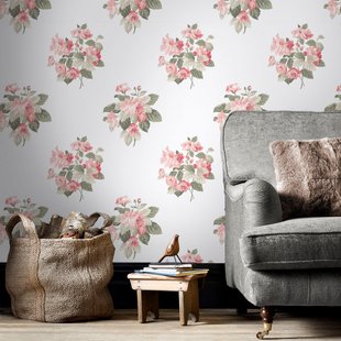 Vliesbehang Secret Garden G78499 - Roze - Groen - Licht Vergrijsd Goren - Wit - 10,00m X 53cm