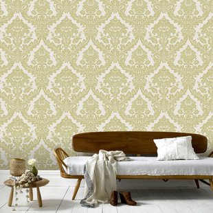 Vliesbehang Vintage 25735 - Limegroen - Beige - 10,05 M X 53 Cm