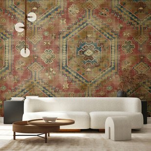 Fotobehang Smart Art Gallery 46901 - Donkerrood - Oudrood - Goudgeel - Zwartachtig - 2,70 M X 53 Cm