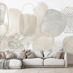 Fotobehang Abstract Smart Art Gallery 46980 - Vergrijsd Groen - Beige - Grijs-beige - Mint - 2,70m X 212cm