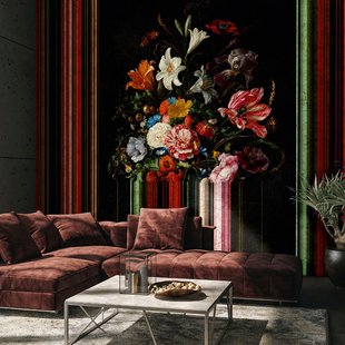 Fotobehang Strepen - Zwart - Rood - Oranje - Blauw - Roze - Geel - Groen - 2,70m X 212cm