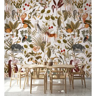 Fotobehang Smart Art Gallery 46987 - Wit - Vintage Groen - Olijf - Bruin - Beige - Rood - Geel - 2,70m X 212cm