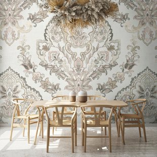 Fotobehang Oosterse Ornamenten - Grijs - Beige - 2,70m X 53cm