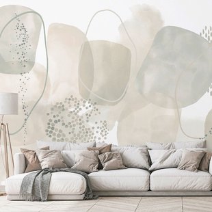 Fotobehang Smart Art Gallery 47379 - Vergrijsd Groen - Beige - Grijs-beige - Mint - 3,40m X 265cm