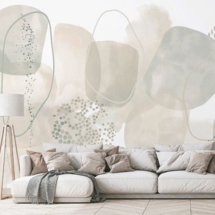 Fotobehang Smart Art Gallery 47380 - Vergrijsd Groen - Beige - Grijs-beige - Mint - 3,40m X 265cm