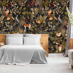 Fotobehang Smart Art Gallery 47386 - Zwart - Vintage Groen - Olijf - Bruin - Rood - Beige - 3,40m X 265cm