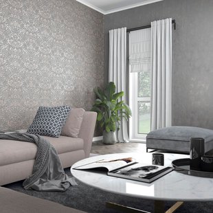 Vliesbehang Ornamenten - Donkergrijs - Roségoud - 10,05m X 53cm