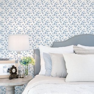 Vliesbehang Secret Garden G78481 - Licht Vergrijsd Blauw - Wit - 10,00 M X 53 Cm