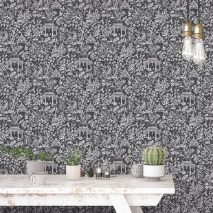 Vliesbehang Secret Garden G78510 - Zwart - Lichtgrijs - 10,00m X 53cm