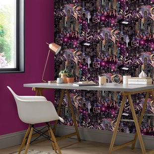 Vliesbehang Good Vibes Gv24225 - Zwart - Paars - Roze - Goud-beige - Staalblauw - 10,05m X 53cm