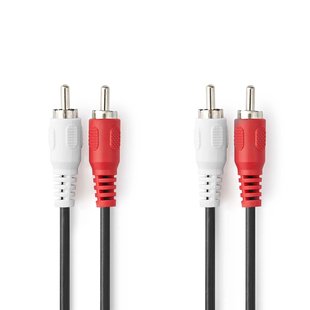 Nedis Stereo Audiokabel - 2x Rca Mannelijk Naar 2x Rca Mannelijk - 2m - Zwart