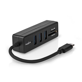 Nedis Usb-hub Fresh Green Box 1x Usb-c™ - 3x Usb A Vrouwelijk Zwart