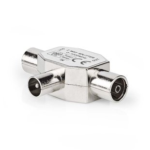Nedis Satelliet- En Antenne-adapter - Iec Mannelijk Naar 2x Coax Vrouwelijk - Zilver