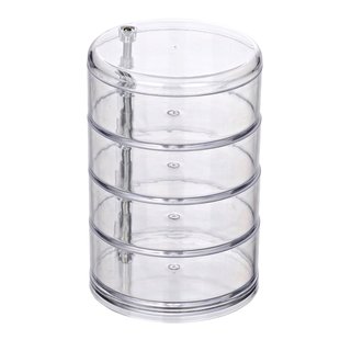 Wenko Badkameropberger Tower - Cosmetica Organizer - Met 4 Vakken - Transparant - 11,6x17,6x11,6cm