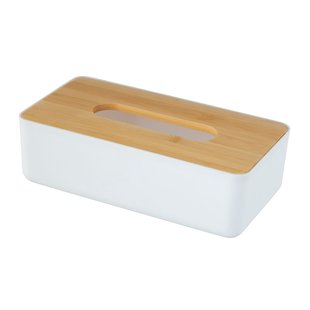 Wenko Badkameropberger Rotello - Tissuebox - Met Deksel - Wit - 24x7,4x12cm