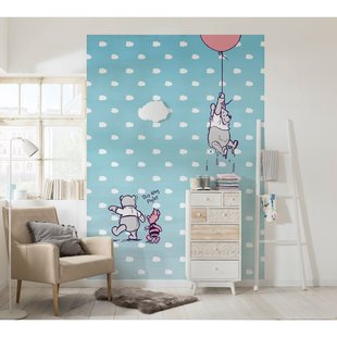 Komar Papierfotobehang Winnie De Poeh Knorretje - Blauw - 2,54m X 184cm