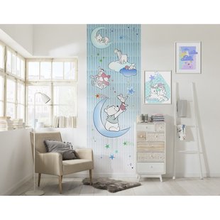 Komar Fotobehang Winnie De Poeh Knorretje En Sterren - Blauw - 2,80m X 100cm