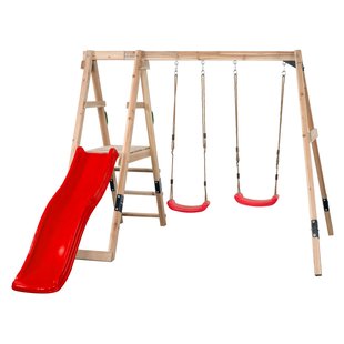 Swingking Schommel Ava Met Glijbaan Rood 235x274x185cm