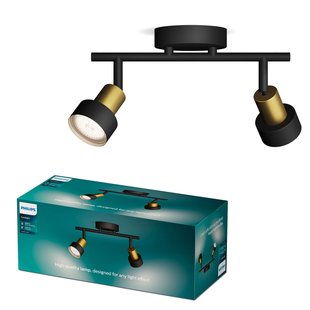 Philips Opbouwspot Conduit Zwart Messing 2xgu10