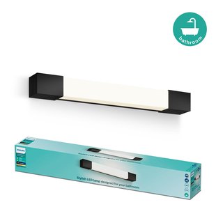 Philips Wandlamp Badkamer Rover Square - Zwart - Ip44 - 5w