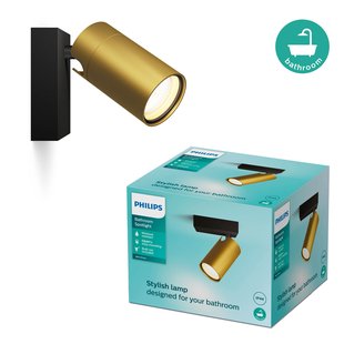 Philips Opbouwspot Badkamer Idris - Zwart, Mmessing - Gu10
