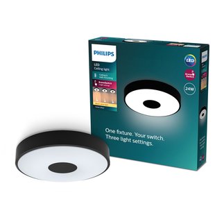 Philips Plafondlamp Coiner - Zwart - 38cm - 24w