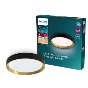 Philips Plafondlamp Hanno - Zwart, Messing - 38cm - 24w