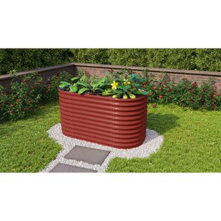 Vitavia Verhoogd Moestuinbed Vita Maat 858 Rond Zincalume Rood 82x162x86cm