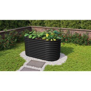 Vitavia Verhoogd Moestuinbed Vita Maat 858 Rond Zincalume Zwart 82x162x86cm