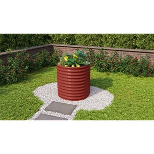 Vitavia Verhoogd Moestuinbed Vita Maat 858 Rond Zincalume Rood 82x82x86cm