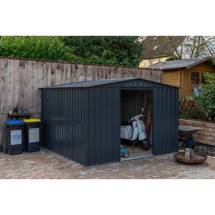 Metalen Tuinhuis Dream - Antraciet - 308x309cm - Dubbele Deur - Met Lessenaarsdak