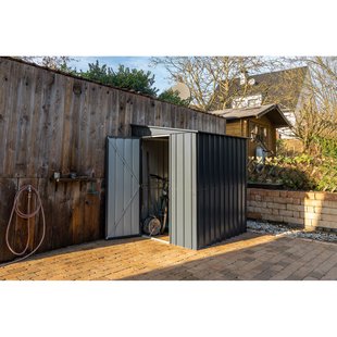 Metalen Tuinhuis Lean To - Antraciet - 155x180cm - Enkele Deur - Met Lessenaarsdak