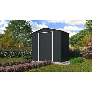 Metalen Tuinhuis Düsseldorf Ii - Leisteengrijs/wit - 194x131cm - Dubbele Deur