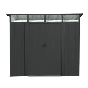 Metalen Tuinhuis Lübeck - Antraciet Mat - 238x194cm - Dubbele Deur - Met Lessenaarsdak