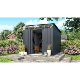 Metalen Tuinhuis Lübeck - Antraciet Mat - 238x278cm - Dubbele Deur - Met Lessenaarsdak