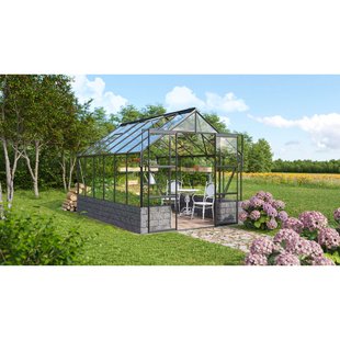 Vitavia Tuinkas Cassandra 9900 + Basis Antraciet - Veiligheidsglas 3mm - Zwart - 257x385x249cm