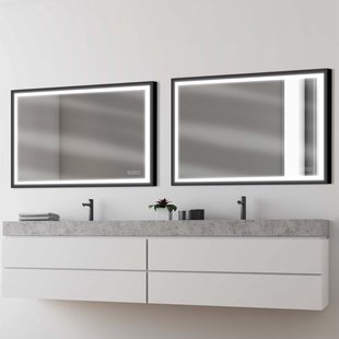 Swann Badkamerspiegel Met Verlichting Black 2 - Rechthoekig - Zwart - 75x100 Cm