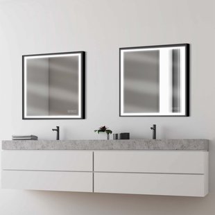 Swann Badkamerspiegel Met Verlichting - Rechthoekig - Zwart - 75x80 Cm